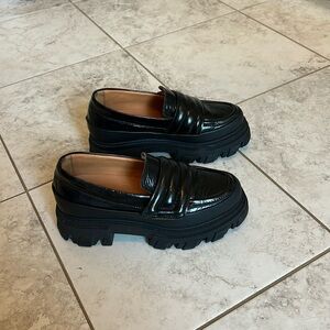 Black chunky loafers
